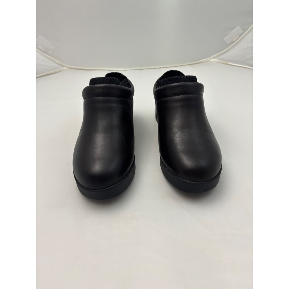 ABEO Capital Clog 3820 Black Leather Knit Collar Comfort Shoes Womens 7.5